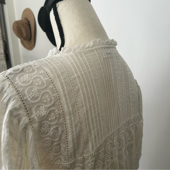 Doen Sz Large Rolande Tiered Embroidered Organic Cotton-Voile Midi Dress in Salt - Picture 14 of 16